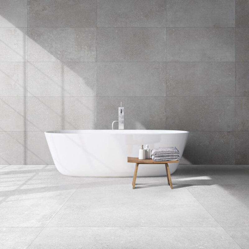 Modern grey bathroom with bathtub. 3d rendering Modern grey bathroom. Spa interior. 3d rendering